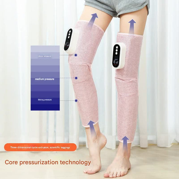 Rechargeable Air Compression Leg Massager with Heat Therapy for Knee & Calf Relief(grey-Double)