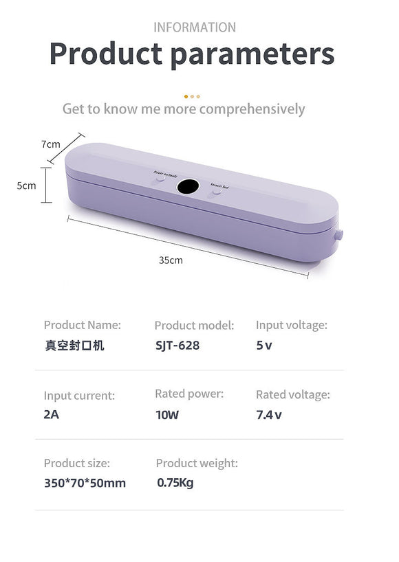 Wireless Portable Vacuum Sealing Machine - Automatic Food Sealer with LCD Display & Dual Modes(White)