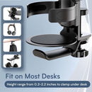 Two desktop clip-on cup holders and headphone hanger - adjustable, non-slip silicone, maximum load 15KG(black)-3
