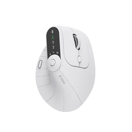 Ergonomic Vertical Mouse - 2.4G/Bluetooth Multi-Mode, LED Display, 57-Degree Angle, & 400mAh Battery(White)