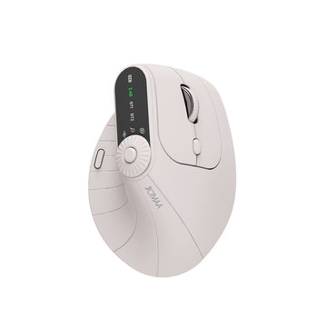Ergonomic Vertical Mouse - 2.4G/Bluetooth Multi-Mode, LED Display, 57-Degree Angle, & 400mAh Battery(Beige)