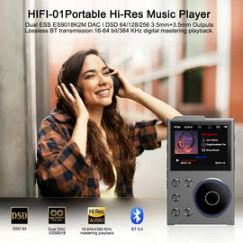 Portable Hi-Res Digital Audio Player - DSD, Dual DAC, Bluetooth 5.0, Expandable Storage(BLACK 16GB + 16GB) - 0