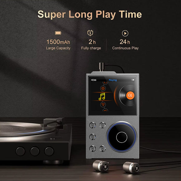 Portable Hi-Res Digital Audio Player - DSD, Dual DAC, Bluetooth 5.0, Expandable Storage(BLACK 16GB + 16GB)