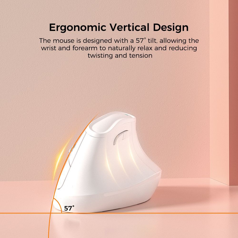 Ergonomic Vertical Mouse - Multi-Device Bluetooth5.0 & 2.4G Wireless, Adjustable DPI, Silent Click(white)