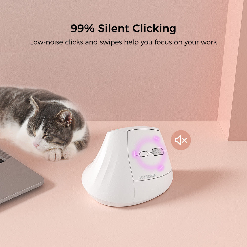 Ergonomic Vertical Mouse - Multi-Device Bluetooth5.0 & 2.4G Wireless, Adjustable DPI, Silent Click(pale pinkish gray)