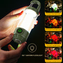 Tri-Color Portable Camping Lantern & Flashlight - Rechargeable, 360°Ambient Light & Hook Design(green)-3