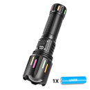 30W High Brightness LED Flashlight with Digital Display & Fluorescent Design - USB Rechargeable, 800-1200M Range(black+One 18650 battery)-1