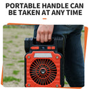 Solar & USB Rechargeable Camping Fan with LED Light - Portable Power Bank, 180° Collapsible(Orange)-4