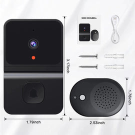Mini Smart Video Doorbell - 480P Wide-Angle Lens, Two-Way Audio & Night Vision(black)
