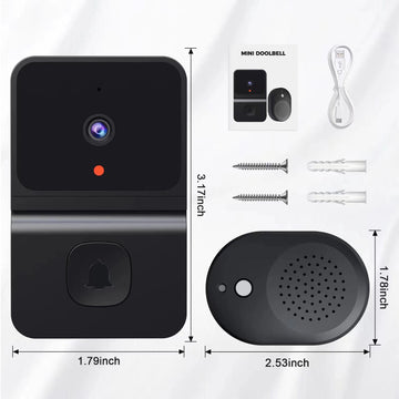 Mini Smart Video Doorbell - 480P Wide-Angle Lens, Two-Way Audio & Night Vision(black)