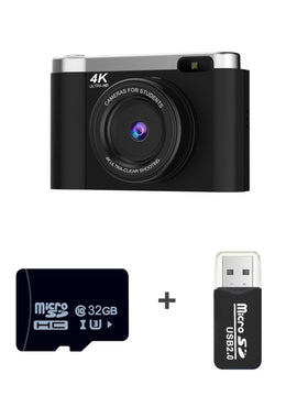 4K Ultra HD Digital Camera - 75MP, 2.8-inch Rotatable Screen, Auto Focus & Built-in Flash(black)