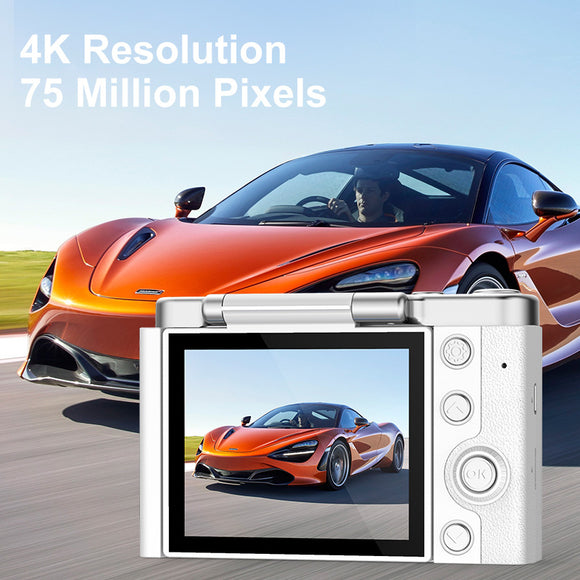 4K Ultra HD Digital Camera - 75MP, 2.8-inch Rotatable Screen, Auto Focus & Built-in Flash(black)