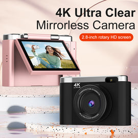 4K Ultra HD Digital Camera - 75MP, 2.8-inch Rotatable Screen, Auto Focus & Built-in Flash(pink) - 0