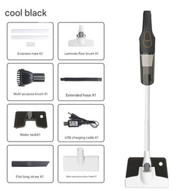 Cordless 2-in-1 Handheld & Stick Vacuum Cleaner with Detachable Water Tank & Dust Mite Remover(black)