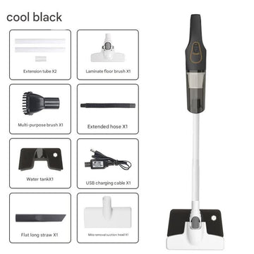 Cordless 2-in-1 Handheld & Stick Vacuum Cleaner with Detachable Water Tank & Dust Mite Remover(black)
