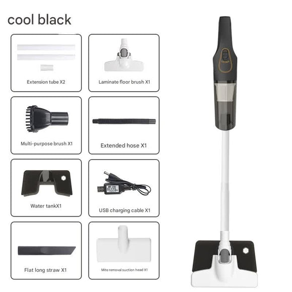 Cordless 2-in-1 Handheld & Stick Vacuum Cleaner with Detachable Water Tank & Dust Mite Remover(black)