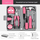 13-Piece Essential Household Tool Kit - Compact Home Repair & DIY Set with Storage Case(pink)-1