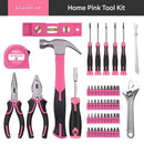 63-Piece Essential Home Repair Tool Kit with Portable Zipper Case(pink)-2
