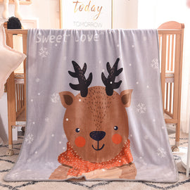 Ultra-Soft Kids Plush Fleece Blanket - Cozy Cartoon Animal Throw for All Seasons (Fawn) - 0