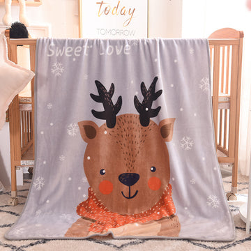 Ultra-Soft Kids Plush Fleece Blanket - Cozy Cartoon Animal Throw for All Seasons (Fawn) - 0