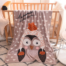 Ultra-Soft Kids Plush Fleece Blanket - Cozy Cartoon Animal Throw for All Seasons (Owl) - 0