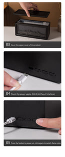 Fireplace Flame Effect Aroma Diffuser & Humidifier with 7-Colour Light, Timer & Remote Control(Light Wood Grain)-10