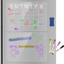 Magnetic Acrylic Fridge Calendar & Memo Board Set - Dry Erase Planner with Markers & Eraser(43*30cm 3mm)-5