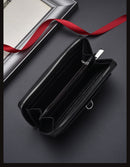 Black Classic Long Zipper Wallet Clutch - Large Capacity PU Leather Phone & Card Holder with Wrist Strap-2