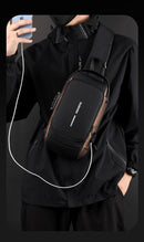 Black Men's Anti-Theft Crossbody Sling Bag with USB Charging Port & Combination Lock-4