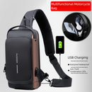 Black and Brown Men's Anti-Theft Crossbody Sling Bag with USB Charging Port & Combination Lock-3