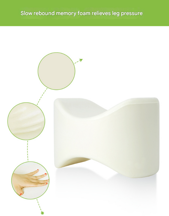 Blue Ergonomic Memory Foam Knee Pillow for Side Sleepers - Leg Positioner for Sciatica, Back, Hip & Joint Pain Relief