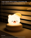 Red and White Snowman Cute Animal LED Night Light - Rechargeable Silicone Nursery Lamp with Tap Control, Dimmable Bedside Light for Kids-7