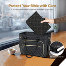 Black Elegant Quilted Bible Cover - Protective Book Case with Carry Handle-6