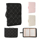 Beige Elegant Quilted Bible Cover - Protective Book Case with Carry Handle-2