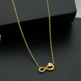 Style 3 Gold Infinity Necklace for Women - Dainty Titanium Steel Pendant with Sparkling Cubic Zirconia