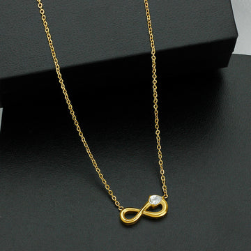 Style 3 Gold Infinity Necklace for Women - Dainty Titanium Steel Pendant with Sparkling Cubic Zirconia