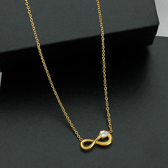 Style 3 Gold Infinity Necklace for Women - Dainty Titanium Steel Pendant with Sparkling Cubic Zirconia