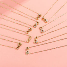 Style 4 Gold Infinity Necklace for Women - Dainty Titanium Steel Pendant with Sparkling Cubic Zirconia - 0