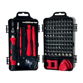 Red and Black Professional 115-in-1 Precision Screwdriver Set - Magnetic Repair Tool Kit for PC, Laptop, Phone & Electronics