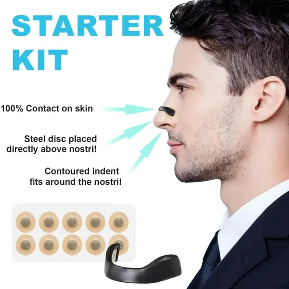 Black Round Anti-snoring Patch Set (30 Pairs of patches) Magnetic Nasal Dilator Kit for Snoring Relief - Reusable Multi-Size Sleep & Sport Breathing Aid