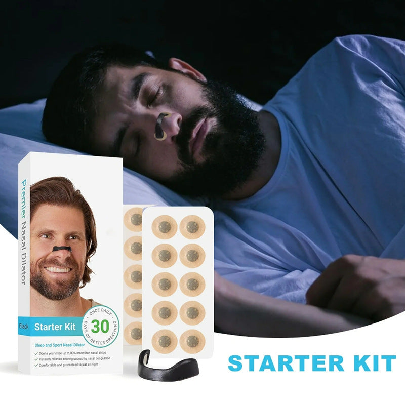 Black Round Anti-snoring Patch Set (30 Pairs of patches) Magnetic Nasal Dilator Kit for Snoring Relief - Reusable Multi-Size Sleep & Sport Breathing Aid