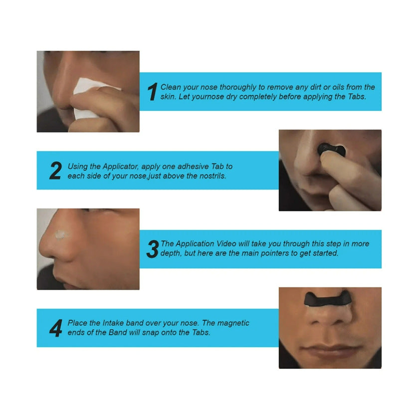 Black Square Anti-snoring Patch Set (30 Pairs of patches) Magnetic Nasal Dilator Kit for Snoring Relief - Reusable Multi-Size Sleep & Sport Breathing Aid