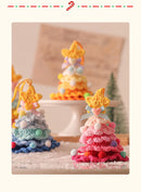 2 Pcs Style A Yellow and Pink Handmade Crochet Christmas Tree Ornament - Festive Hanging Decoration with Jingle Bell-4