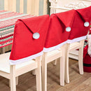 Red Festive Santa Hat Dining Chair Covers - Set of 8 for Holiday Party Decoration-1