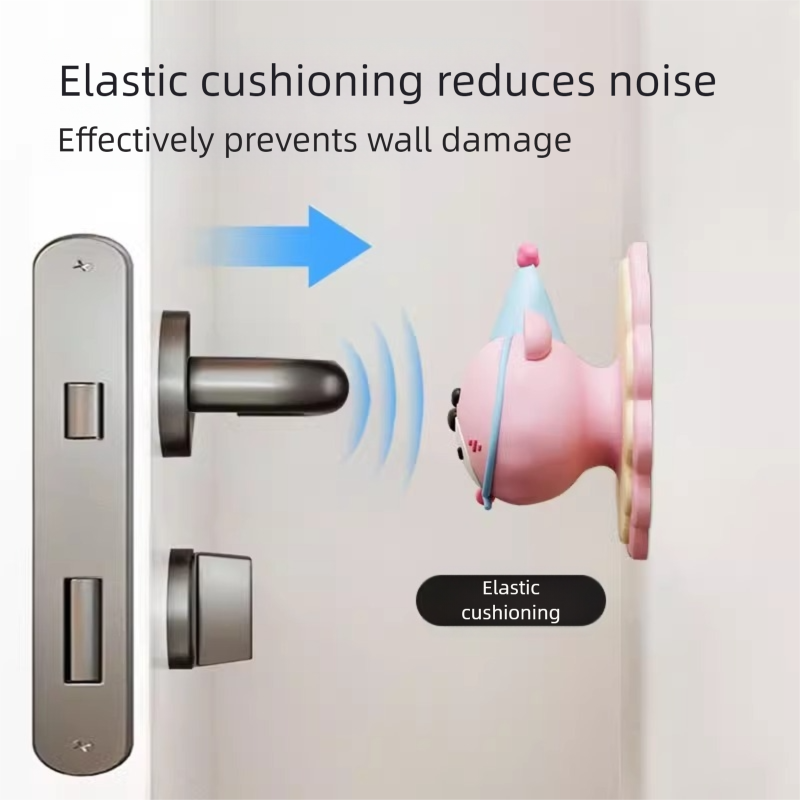 4 Pcs Pink Adorable Bear Wall Protector - Multi-Use Self-Adhesive Door Stopper Bumper