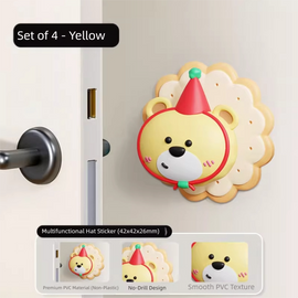 4 Pcs Yellow Adorable Bear Wall Protector - Multi-Use Self-Adhesive Door Stopper Bumper