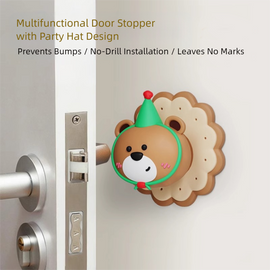 4 Pcs Yellow Adorable Bear Wall Protector - Multi-Use Self-Adhesive Door Stopper Bumper - 0