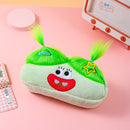 Light Green and Green Hair Cute Plush Monster Pencil Case - Fluffy Stationery Pouch with DIY Styleable Hair for Kids-1