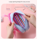 Light Green and Green Hair Cute Plush Monster Pencil Case - Fluffy Stationery Pouch with DIY Styleable Hair for Kids-3