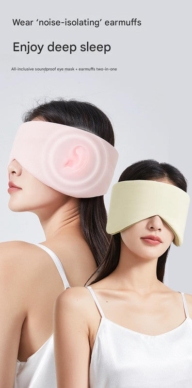 Grey Reversible All-Season Sleep Mask - Cooling & Warming with Sound Muffling Ear Covers Function
